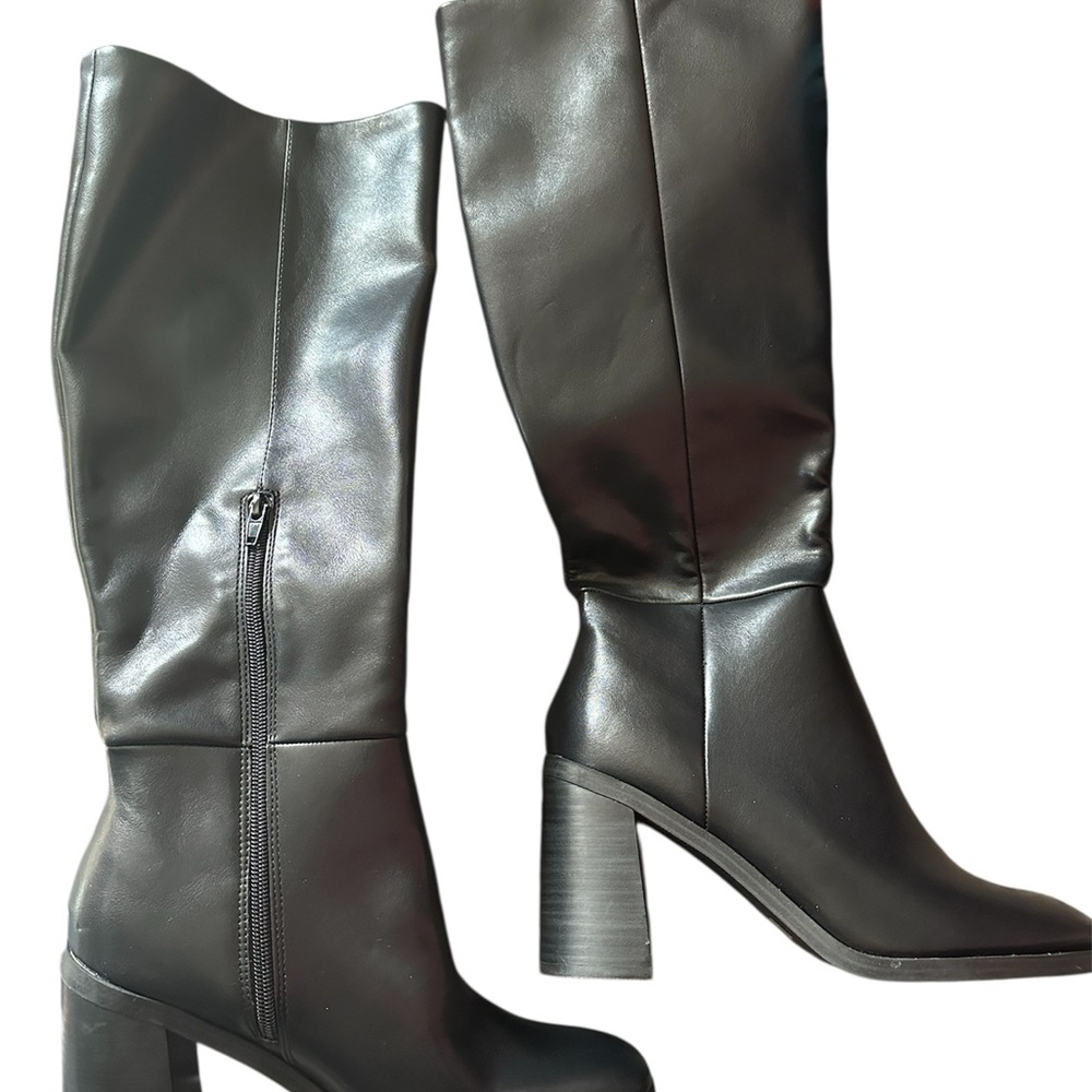 Dolce Vita Burns Block Heal Size 9 Black Dress Boots NWOB wide calf 16”